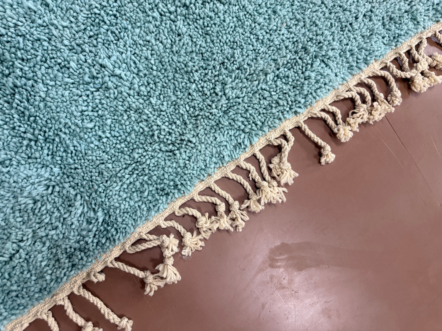 Handwoven Moroccan Wool Rug – Soft Aqua Elegance - Custom Rug