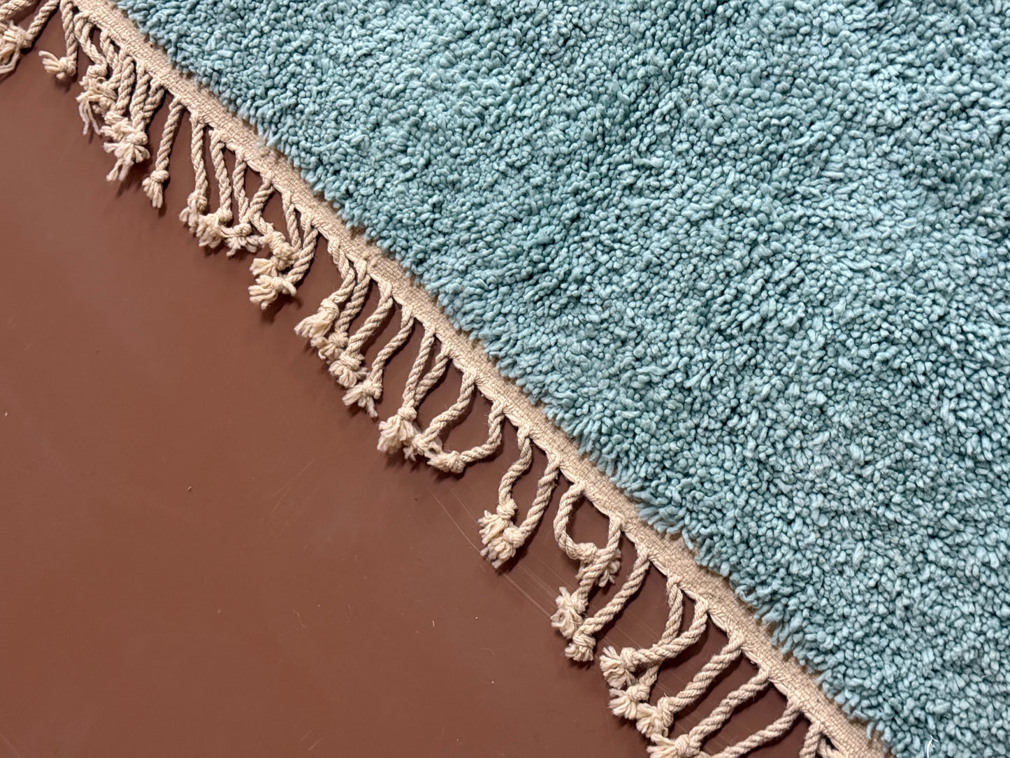 Handwoven Moroccan Wool Rug – Soft Aqua Elegance - Custom Rug